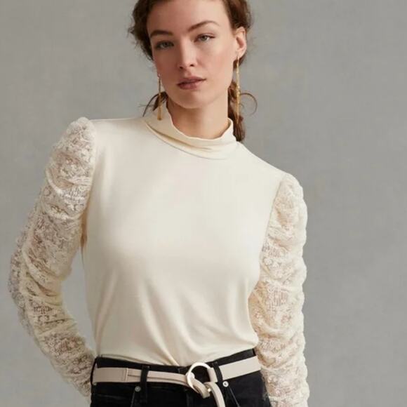 Anthropologie Maeve Ruched-Sleeve Blouse - Size 1X - NEW - Picture 1 of 8